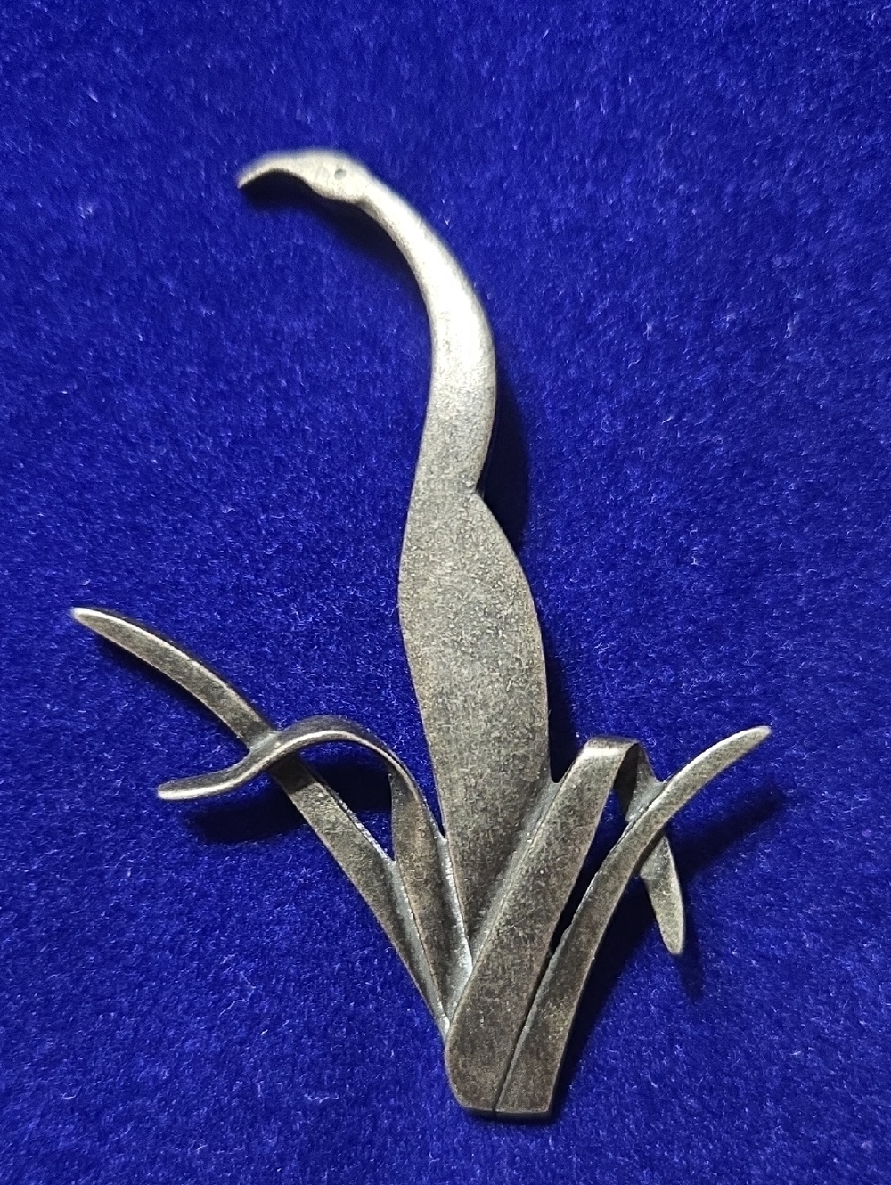 VTG Pewter Crane Brooch